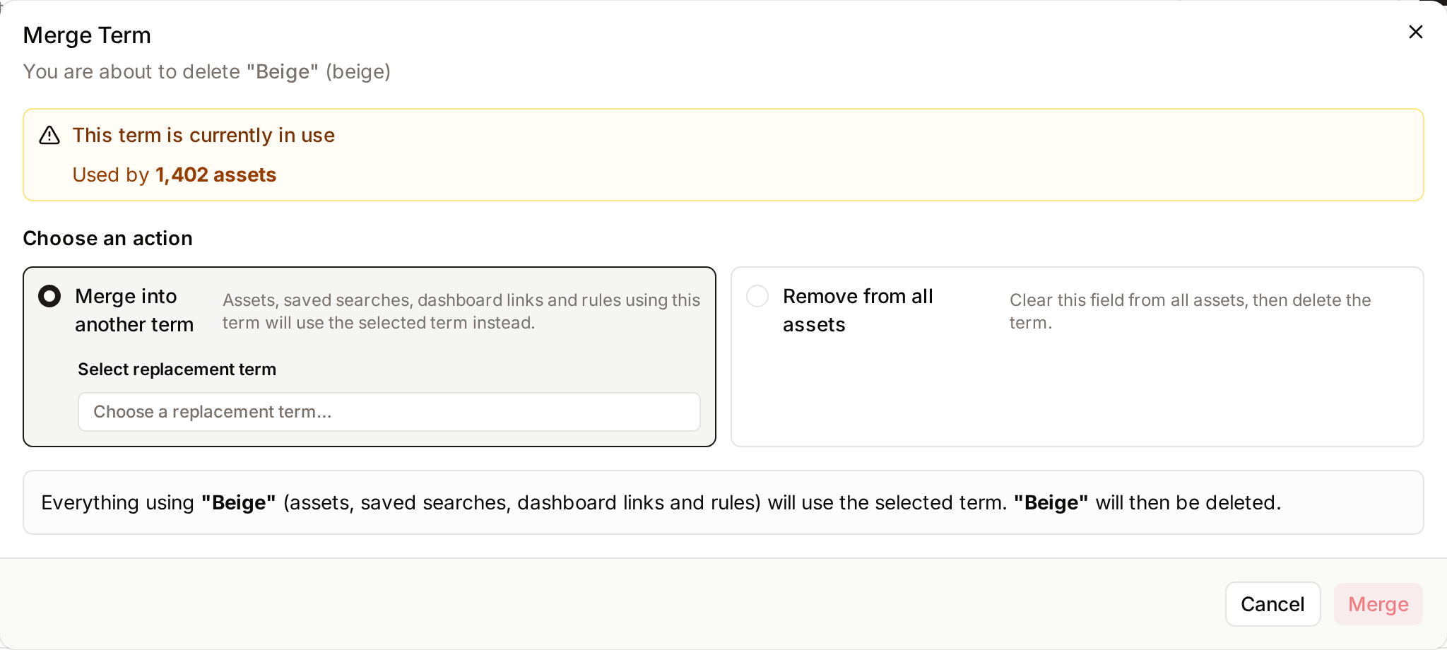Merge Term dialog