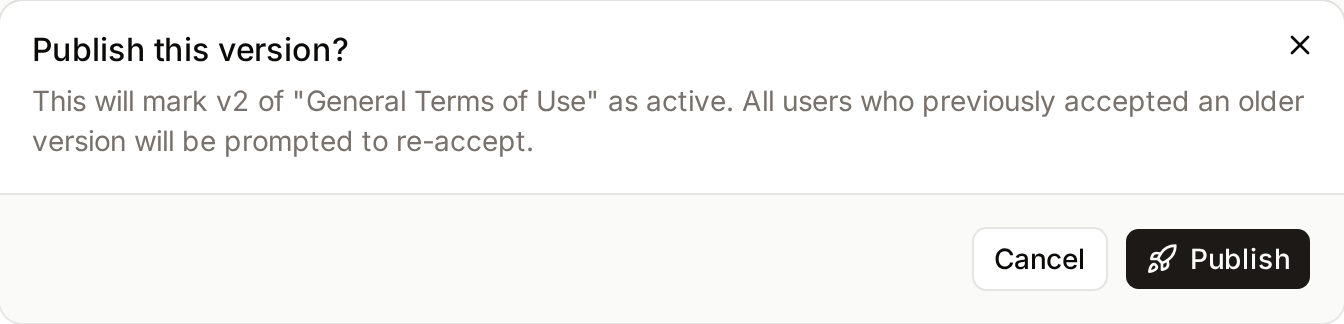 Confirmation dialog shown before a draft version is published