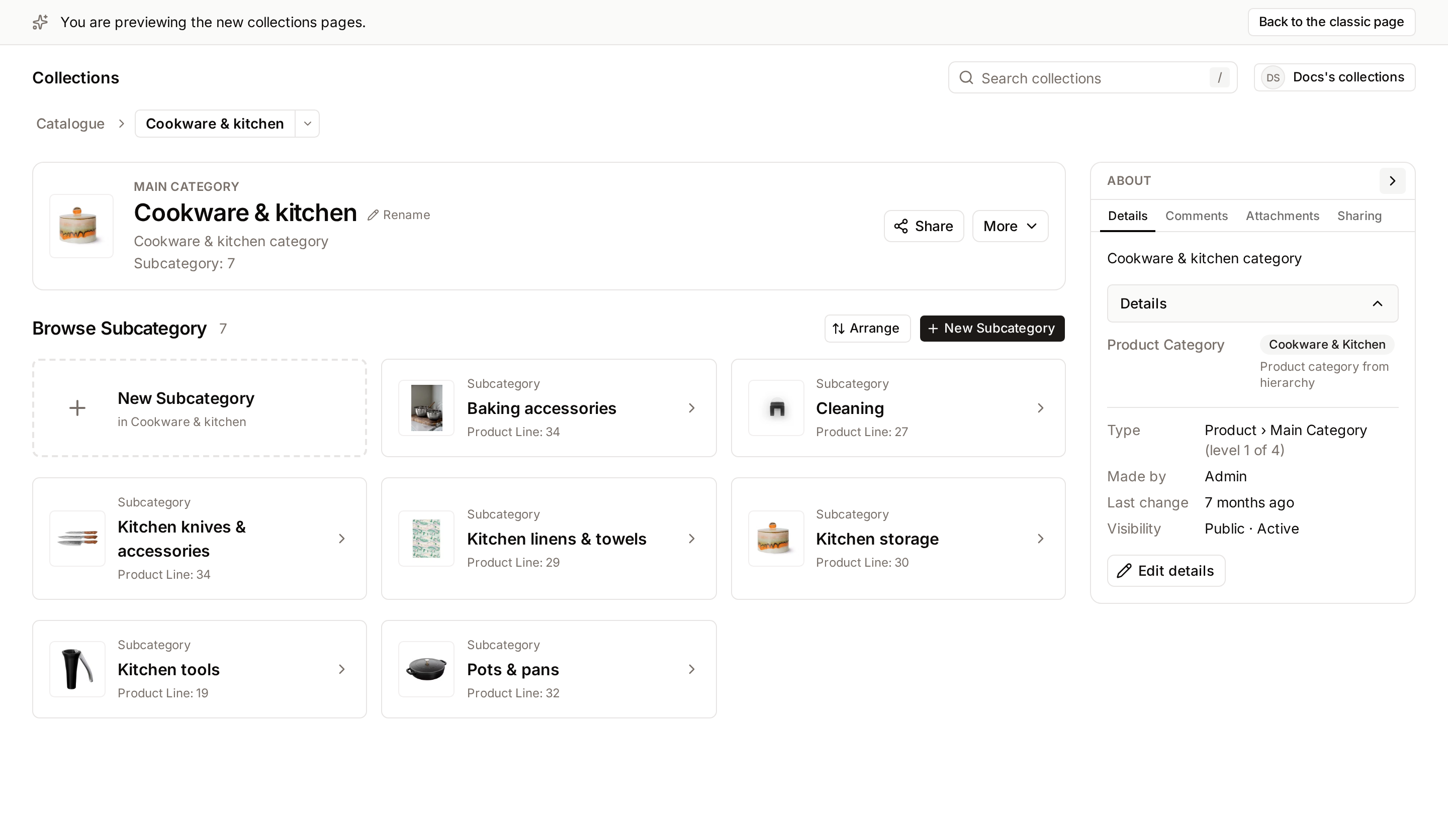 A level page as a manager sees it: the New button, Arrange, and the dashed New tile